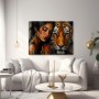 Wilde Nähe Wandbild als Acrylbild mit Frau und Tiger