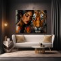Wilde Nähe Wandbild als Acrylbild mit Frau und Tiger