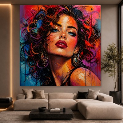 Farbstarke Diva – Modernes Wandbild als Acrylglasbild