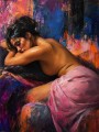 Sinnlicher Akt in Pink und Blau – Wandbild als Acrylbild