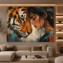 Tiger und Frau – Modernes Wandbild als Gallery Leinwand