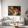 Tiger und Frau – Modernes Wandbild als Gallery Leinwand