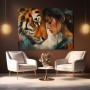 Tiger und Frau – Modernes Wandbild als Gallery Leinwand