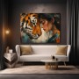 Tiger und Frau – Modernes Wandbild als Gallery Leinwand