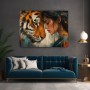 Tiger und Frau – Modernes Wandbild als Gallery Leinwand