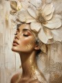 Goldene Blütenruhe – Wandbild als Gallery Leinwand
