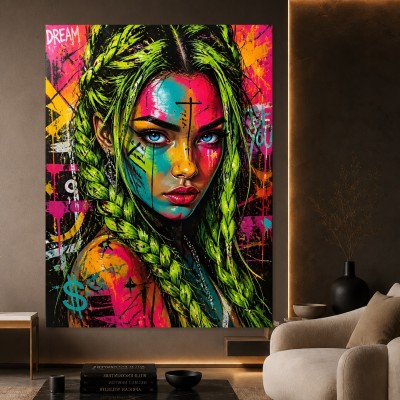 Neon Street Muse – Modernes Wandbild als Acrylbild