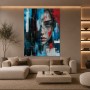 Urbanes Porträt Wandbild auf Leinwand – Blick in Türkis und Rot