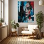 Urbanes Porträt Wandbild auf Leinwand – Blick in Türkis und Rot