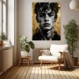Urbanes Porträt Wandbild Poster in Schwarz, Weiß und Gold