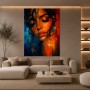 Sinnliches Porträt Wandbild als Gallery Leinwand in Orange und Blau