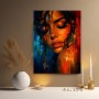 Sinnliches Porträt Wandbild als Gallery Leinwand in Orange und Blau