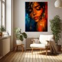 Sinnliches Porträt Wandbild als Gallery Leinwand in Orange und Blau