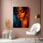 Sinnliches Porträt Wandbild als Gallery Leinwand in Orange und Blau