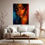 Sinnliches Porträt Wandbild als Gallery Leinwand in Orange und Blau