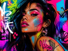 Neon Street Portrait Wandbild Poster