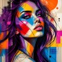 Pop-Art Porträt in Violett – Wandbild auf Leinwand