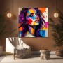 Pop-Art Porträt in Violett – Wandbild auf Leinwand