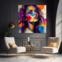 Pop-Art Porträt in Violett – Wandbild auf Leinwand