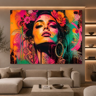 Pop-Art Porträt als Wandbild & Poster in Neonfarben