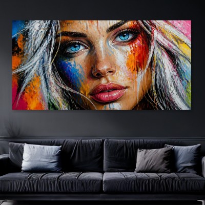 Blue Gaze Wandbild – Ausdrucksstarkes Poster Porträt