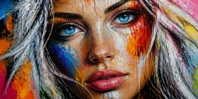 Blue Gaze Wandbild – Ausdrucksstarkes Poster Porträt