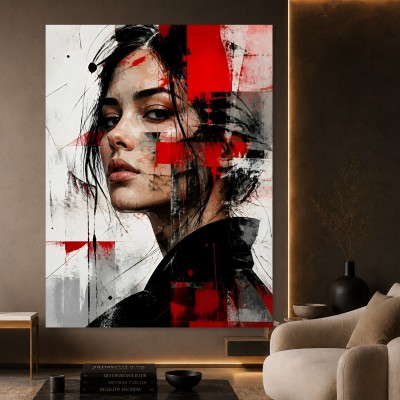 Rotes Porträt Wandbild als modernes Poster