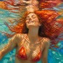 Sommer unter Wasser – Leinwand Wandbild mit leuchtender Wasserreflexion