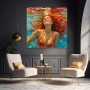 Sommer unter Wasser – Leinwand Wandbild mit leuchtender Wasserreflexion
