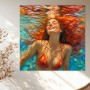 Sommer unter Wasser – Leinwand Wandbild mit leuchtender Wasserreflexion