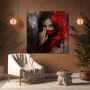 Roter Schleier – Modernes Wandbild als Gallery Leinwand