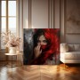 Roter Schleier – Modernes Wandbild als Gallery Leinwand
