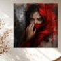 Roter Schleier – Modernes Wandbild als Gallery Leinwand