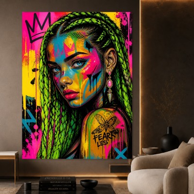 Fearless Queen – Poster als urbanes Wandbild in Neonfarben