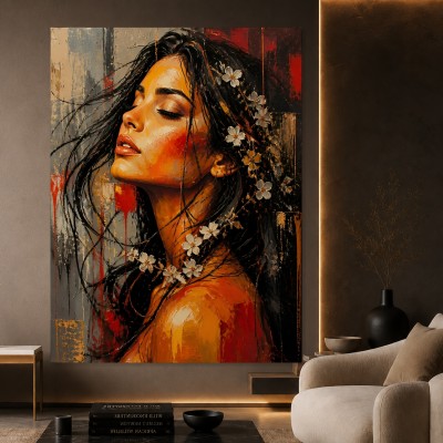 Blüten im Haar – Wandbild als Gallery Leinwand