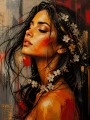 Blüten im Haar – Wandbild als Gallery Leinwand