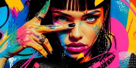 Neon Pop Porträt – Modernes Wandbild als Gallery Leinwand