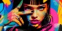 Neon Pop Porträt – Modernes Wandbild als Gallery Leinwand