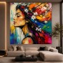 Farbenwind Porträt – Wandbild Poster mit Blüten im Haar
