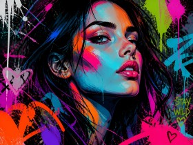 Neon Muse – Modernes Wandbild als Poster im Street-Art-Look