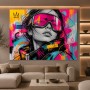 Neon-Porträt mit Skibrille – Modernes Wandbild als Gallery Leinwand