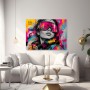 Neon-Porträt mit Skibrille – Modernes Wandbild als Gallery Leinwand