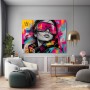 Neon-Porträt mit Skibrille – Modernes Wandbild als Gallery Leinwand