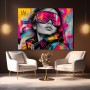 Neon-Porträt mit Skibrille – Modernes Wandbild als Gallery Leinwand