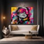 Neon-Porträt mit Skibrille – Modernes Wandbild als Gallery Leinwand