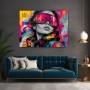 Neon-Porträt mit Skibrille – Modernes Wandbild als Gallery Leinwand