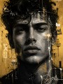 Urbanes Porträt in Schwarz-Gold – Wandbild als Fine Art Print