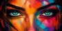 Farbintensives Augen-Porträt als Acrylbild und Wandbild