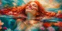 Sommerliches Wandbild Poster mit rothaariger Frau im Wasser