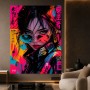 Neon Rebellin Wandbild auf Leinwand